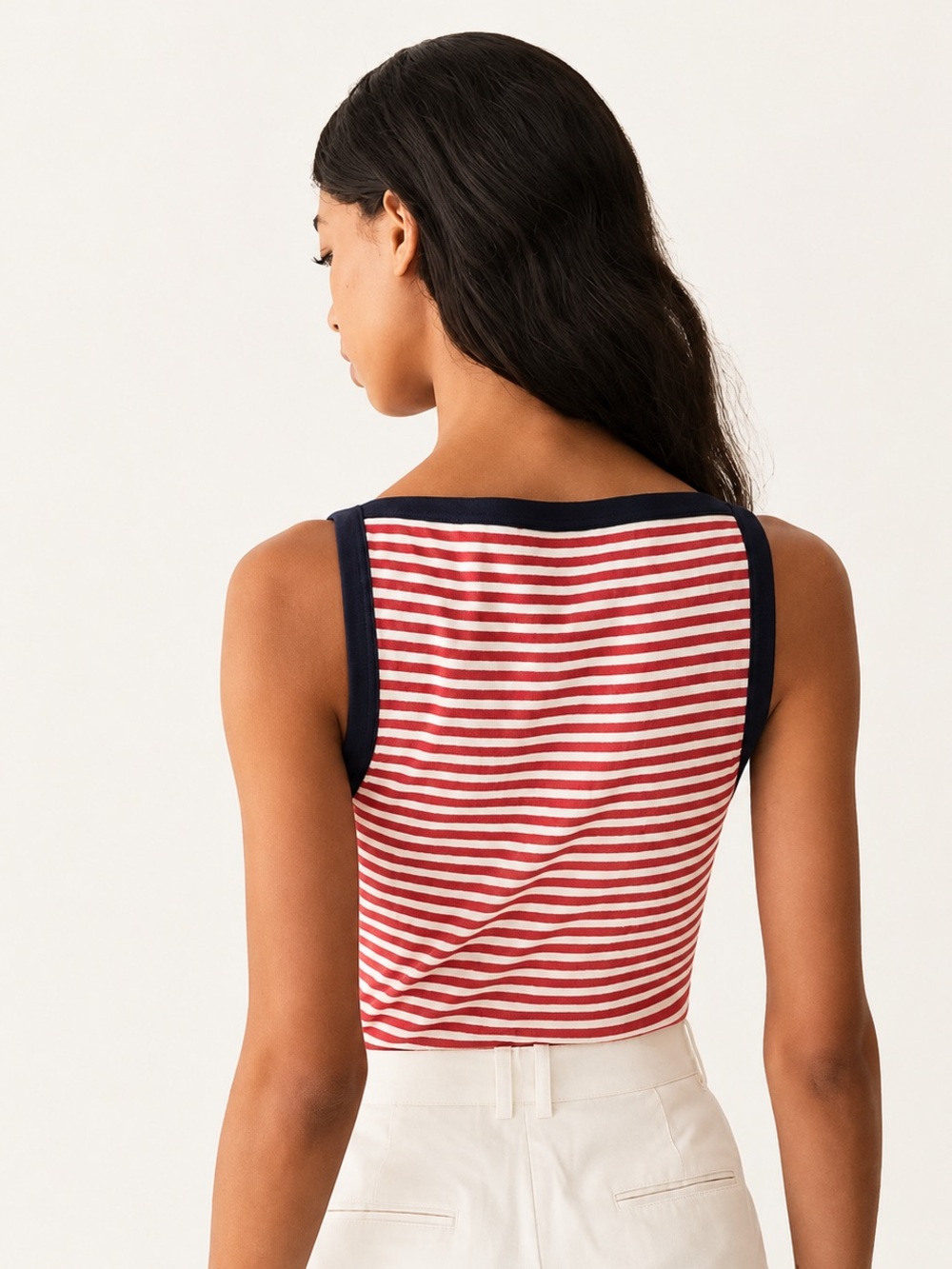 DÔEN Andrea Tank in Rouge Nantucket Stripe | L - Picture 2 of 12